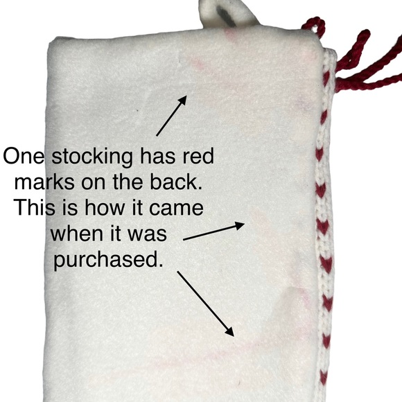 🎄 Hobby Lobby Stocking Set (x5) 21” Knit w/ Poms Red White - Picture 5 of 6